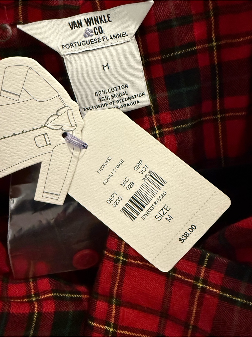Red Plaid Cotton Pajama Top - Picture 5 of 5